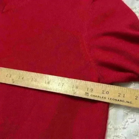 Joseph Abboud 100% Extra Fine Merino Wool V-Neck Red Sweater Men’s Size Medium - Picture 9 of 11